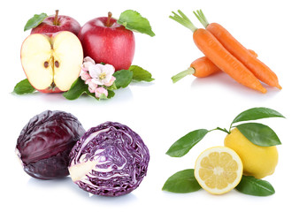 Obst und Gemüse Früchte Apfel Karotten Möhren frische Collage