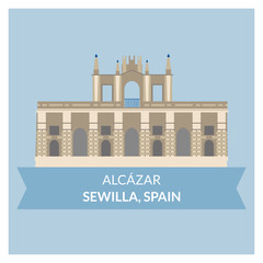 Alcazar (Seville, Spain) vector building - 135197428