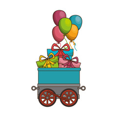 cute train with gifts vector illustration design
