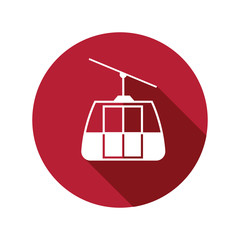 funicular icon isolated vector sign symbol on red background. Transport elements. Can be used in logo, UI and web design
