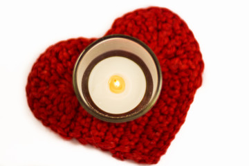 heart crochet coaster and candle
