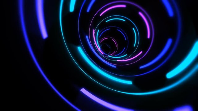 Psychedelic clip showing the formation of colorful pastel yellow and blue octogan vortex on a black background for use as retro 1970 style backgrounds or general screen savers and wallpaper..
