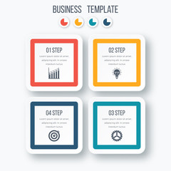Infographics template four options with square