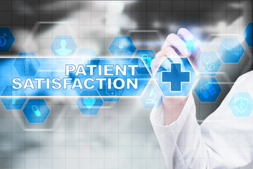 Medical doctor drawing patient satisfaction on the virtual screen.