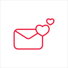 valentine day 14 february card envelope with heart line icon