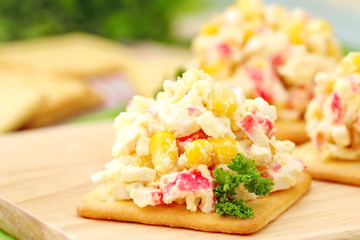 Salad with crab sticks and sweet corn