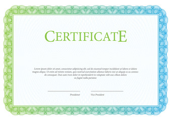 Certificate. Template diploma currency border.