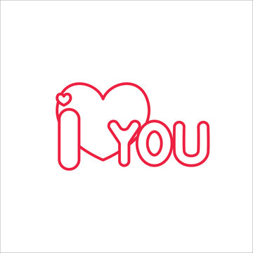 i love you text line icon