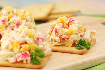 Salad with crab sticks and sweet corn