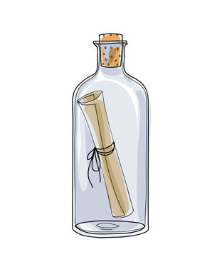 Message in a Bottle hand drawn vector cute illustration 2