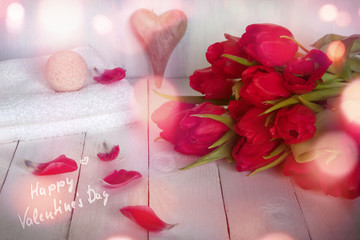 Still life with tulips for Valentines Day