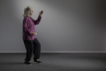 A senior woman doing tai chi - obrazy, fototapety, plakaty