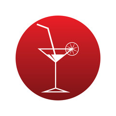 cocktai icon isolated vector sign symbol on red background. Transport elements. Can be used in logo, UI and web design