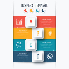 Infographics template four options with square
