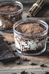 Tiramisu Dessert with Cinnamon and Coffee.