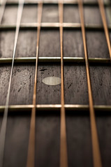 Closeup Of Part Of Acoustic Guitar Shallow Depth Of Field