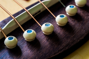 Closeup Of Part Of Acoustic Guitar Shallow Depth Of Field
