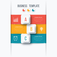 Infographics template 3 options with square