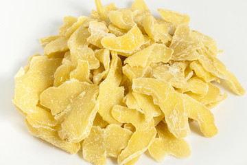 dehydrated ginger slice on white background