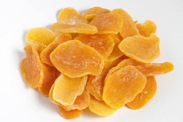 dehydrated mango slice on white background