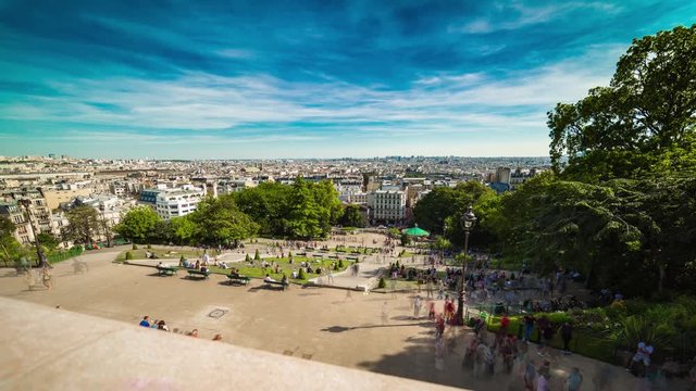 Timelapse -Jardin Parisien Paris - Sacr&eacute;e c&oelig;ur Montmartre - France - camera move