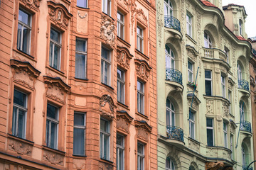 Fototapeta na wymiar colorful old apartment building