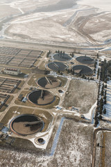 aerial view of sewage treatment plant