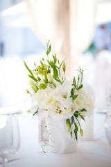 white flowers decoration on the wedding celebration