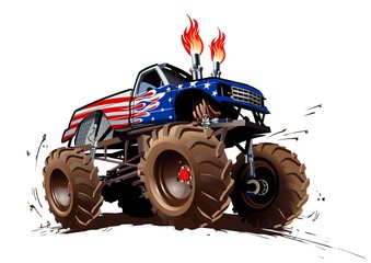 Cartoon Monster Truck. Available EPS-10 separated by groups and layers with transparency effects for one-click repaint © Mechanik
