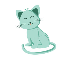 Flat Cute Animal Character Logo - Cat