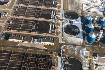 aerial view of sewage treatment plant