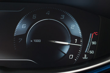 Digital odometer in the new car. - obrazy, fototapety, plakaty