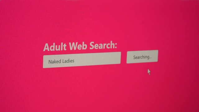 Internet user performing an adult web search for Naked Ladies online, searching for naked pictures and sexy video galleries