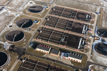 aerial view of sewage treatment plant