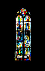 Les vitraux de l'église sainte croix, le Conquet, Finistère, Bretagne, France 