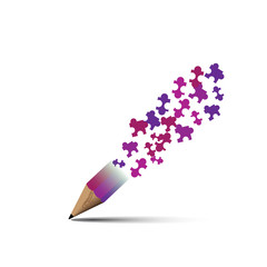 conceptual pencil image Sharpened isolated on white background.