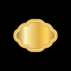 Gold frame. Beautiful simple golden design. Vintage style decorative border, isolated on black background. Deco elegant object. Empty copy space for decoration, photo, banner Vector illustration