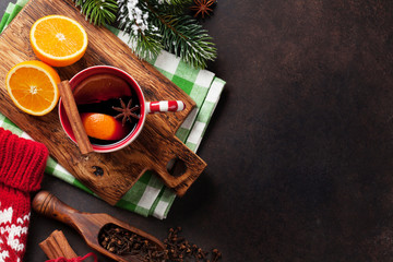 Christmas mulled wine and ingredients © evgeeenius