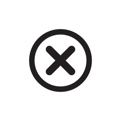 Obraz premium Cross sign black element. Gray X icon isolated on white background. Simple mark graphic design. Round button for vote, decision, web. Symbol of error, check, wrong or stop, failed. Vector illustration