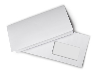 White envelope with folded blank sheet for correspondence