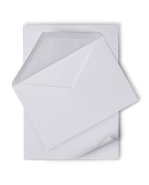 White envelope with blank sheet for correspondence