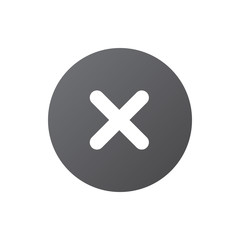 Fototapeta premium Cross sign gray element. Silver X icon isolated on white background. Mark graphic design. Round volume button for vote, decision, web. Symbol error, check, wrong or stop, failed. Vector illustration