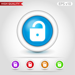 Colored icon or button of lock symbol with background