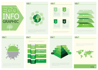 Ecology information graphic collection of charts for presentation, web. Elements for visualization in a flyer concept.