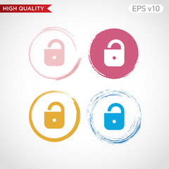 Colored icon or button of lock symbol with background