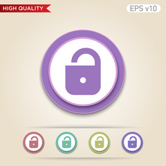 Colored icon or button of lock symbol with background