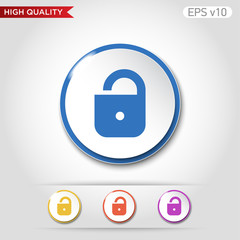 Colored icon or button of lock symbol with background