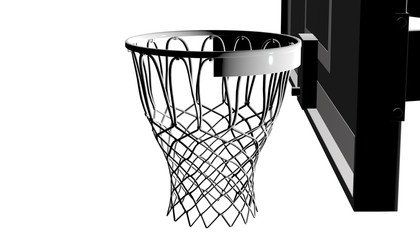 Silver net of a basketball hoop on background, 3d render