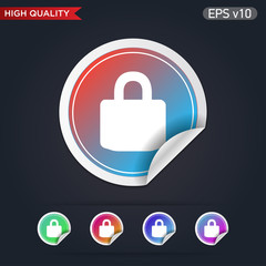Colored icon or button of lock symbol with background