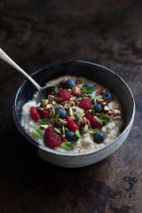Porridge with Blueberries, Rasberries, Goji Berries and mixed se